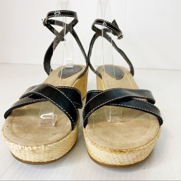 Anne Taylor Loft  Black Patent Leather Espadrille Sandals 8M - Picture 6 of 10